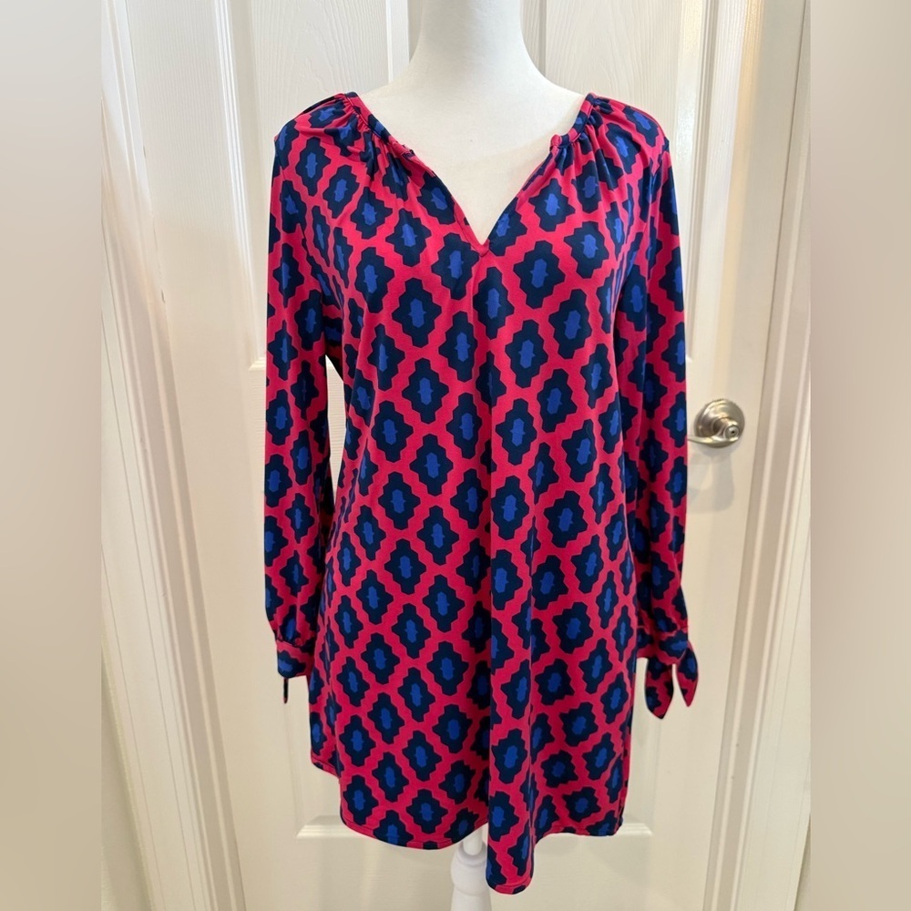 Mud Pie geometric Pink and Blue Tunic Dress size Small